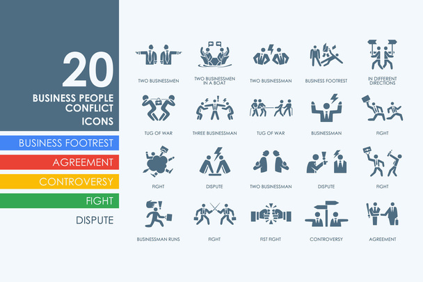 Set of business people conflict icons - Vector, Image