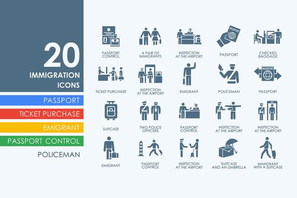 Set of immigration icons - Vector, Image