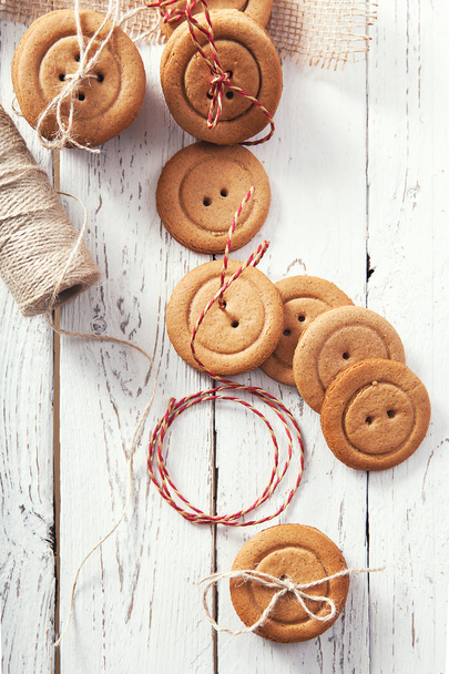 Gingerbread buttons christmas cookies - Фото, изображение