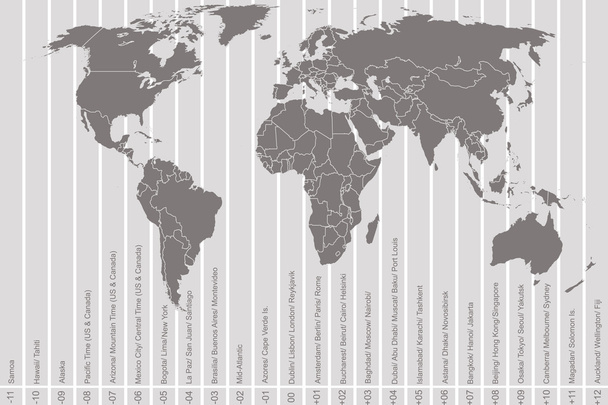 Карта світу і часові пояси
 - Вектор, зображення