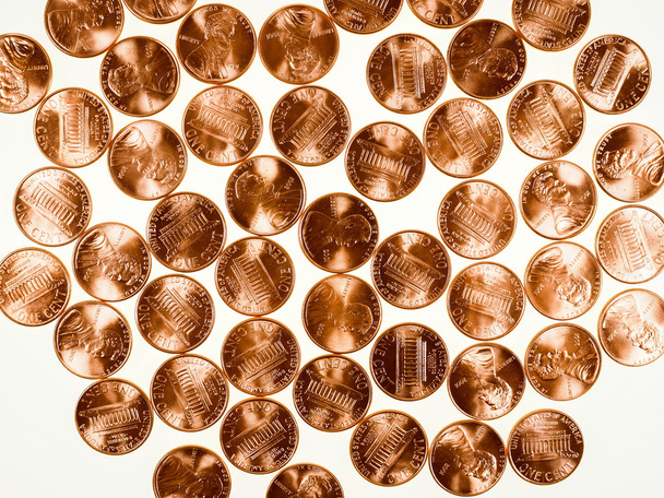 レトロな外観ドル コインは 1 セント小麦ペニーのパーセント - 写真・画像