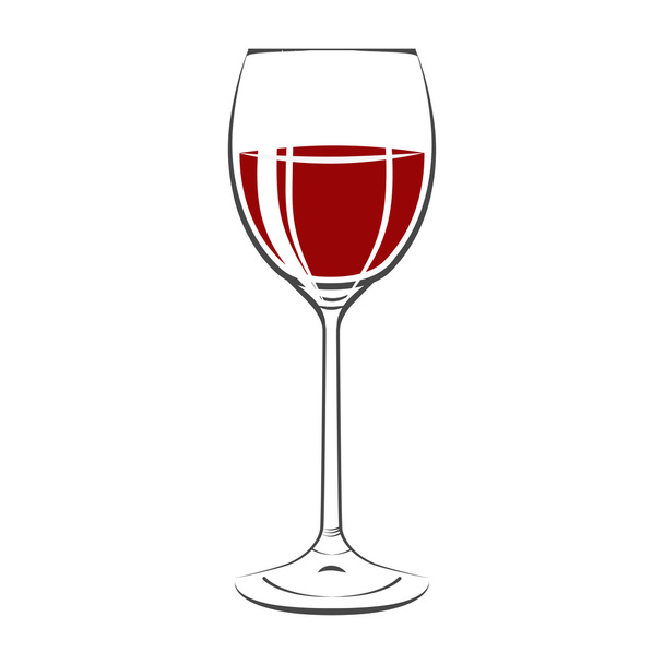 glass of red wine on white - Vector, afbeelding
