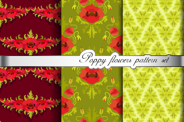 Poppy fleurs motif fond ensemble. Illustration vectorielle
. - Vecteur, image