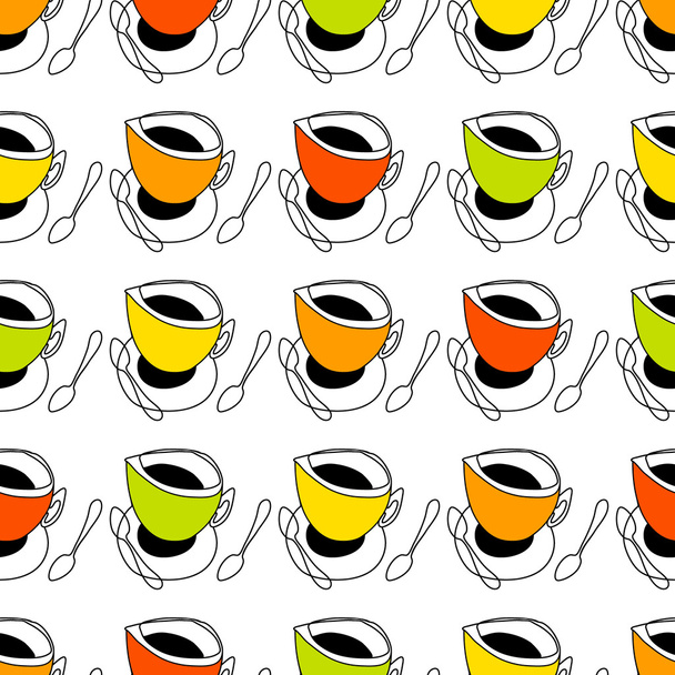 Cup of tea, cup of coffee, spoon - Vettoriali, immagini