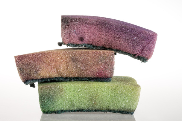 Stack of dirty used sponges - Foto, Imagen
