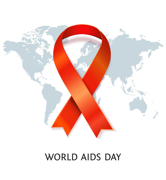 Vector AIDS ribbon on world map - Vector, Image
