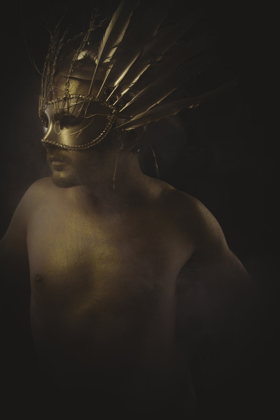 man in warrior helmet  - Φωτογραφία, εικόνα