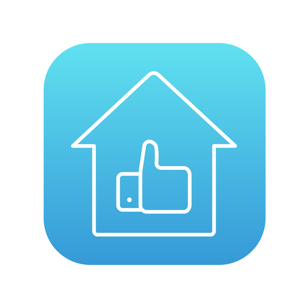 Thumb up in house line icon. - Vektor, obrázek