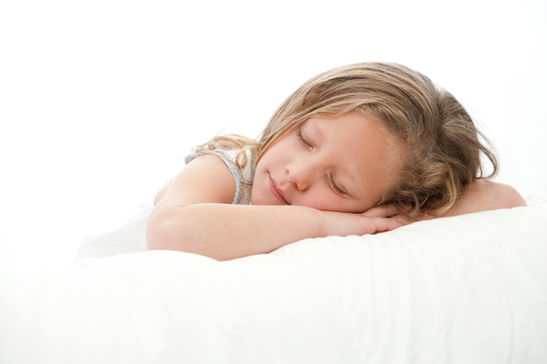 High key portrait of girl sleeping. - Foto, Imagem