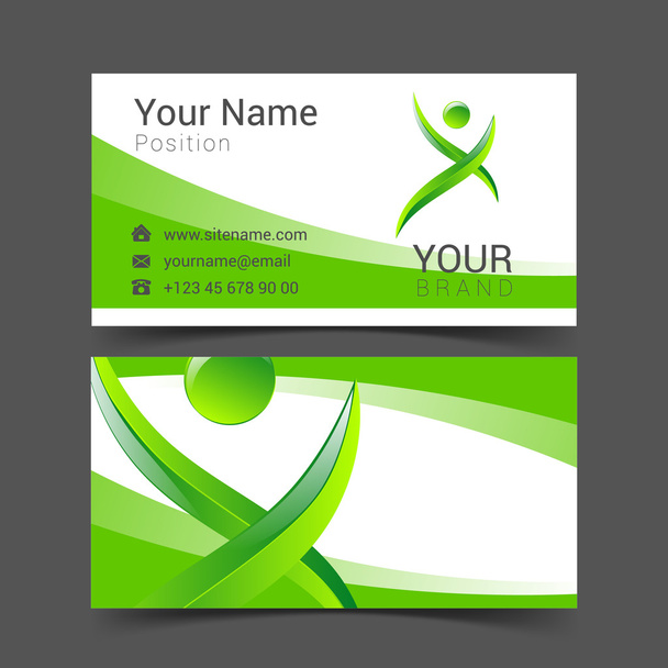 social network card logo design green and blue abstract template set - ベクター画像