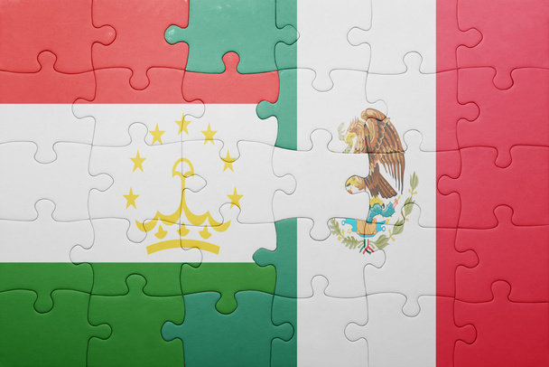 παζλ με την εθνική σημαία του Τατζικιστάν και του Μεξικού - Φωτογραφία, εικόνα