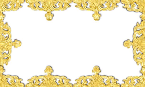 Stockfoto - kader van een oude gouden ornament op een witte b - Foto, afbeelding