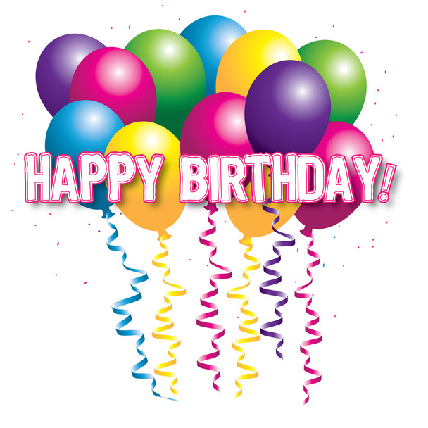 Verjaardag vectorillustratie met gekleurde ballonnen - Vector, afbeelding