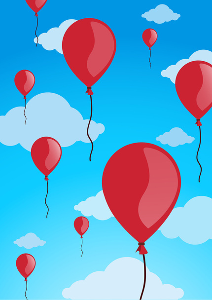 red balloons in the sky vector illustration - Вектор,изображение