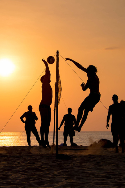 silhouette beach Volleyball - Fotoğraf, Görsel