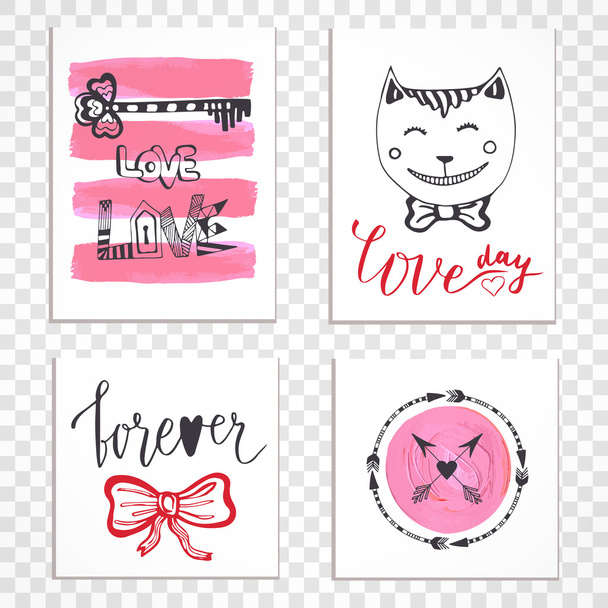 Cute hand drawn Valentines day - Vector, afbeelding