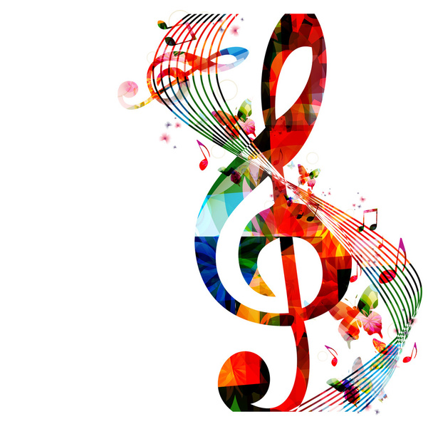 Colorful background with music notes - Вектор,изображение