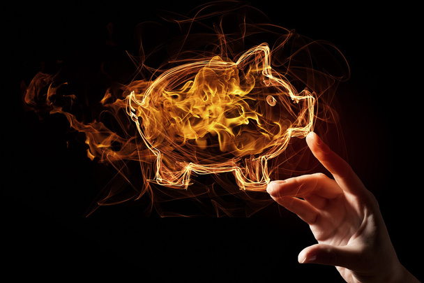 Fire piggy bank icon - Fotoğraf, Görsel