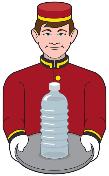 Bellhop llevando botella de agua
 - Vector, imagen