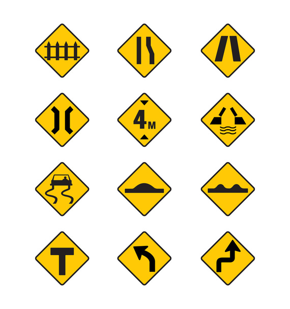 señales de tráfico amarillo, vector de señales de tráfico conjunto
 - Vector, Imagen