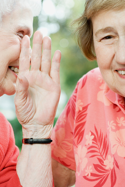 Duas mulheres idosas a partilhar um segredo
 - Foto, Imagem