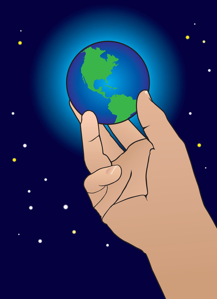 hand holding wereld - Vector, afbeelding
