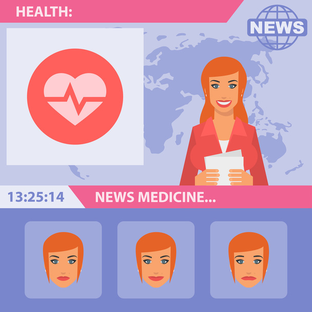 Reporter and medical news - Vector, Image