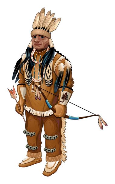 Indianer mit Pfeil und Bogen - Vektor, Bild
