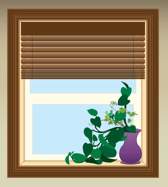 Planta en ventana
 - Vector, imagen
