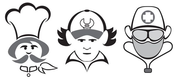 Stylized professional heads - Vector, Image