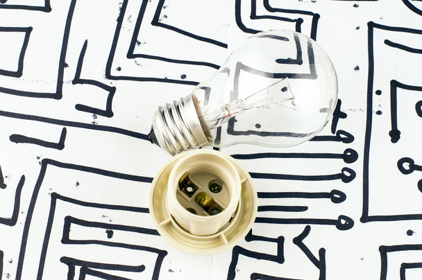 incandescent lamp and socket - Photo, Image