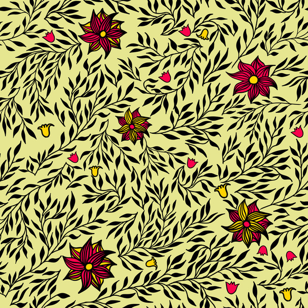 ベクトルシームレスパターン。花柄スタイリッシュな背景 - ベクター画像
