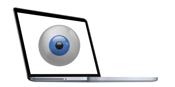 Eyeball op zoek via scherm - Vector, afbeelding