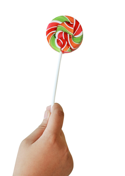 hand die lolly isolaat (uitknippad) - Foto, afbeelding