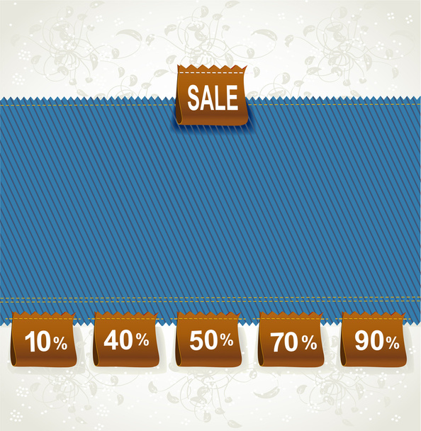 Blue environment arrival label sale percents on the fabric - Вектор,изображение
