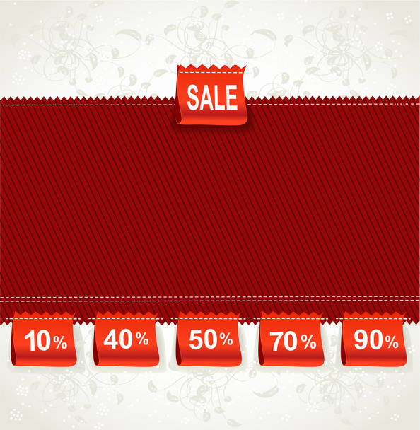 Red environment arrival label sale percents on the fabric - Vector, imagen
