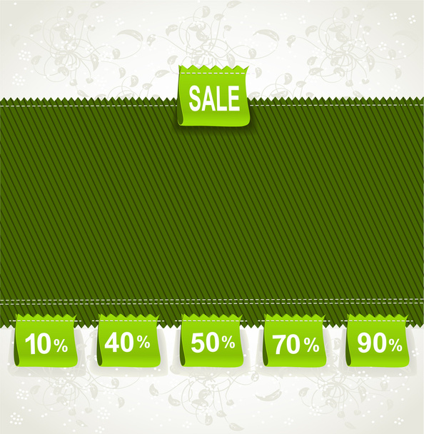 Spring green arrival label sale percents on the fabric - Vector, afbeelding