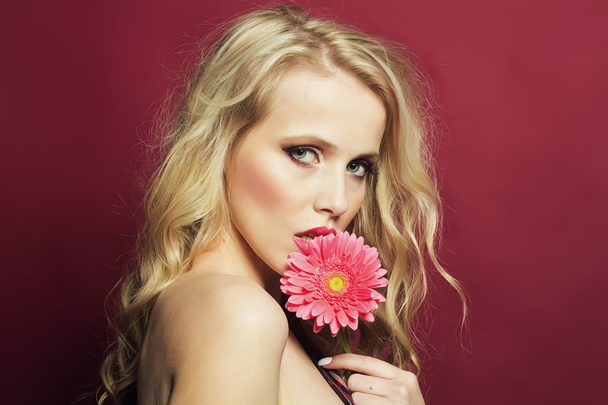 Sexy woman with flower - Foto, Bild