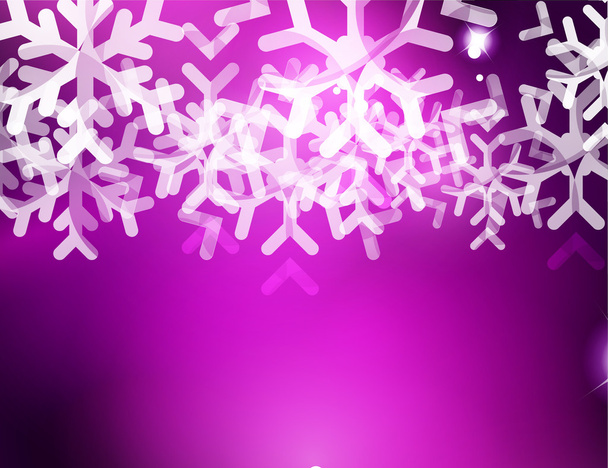 Weihnachten lila abstrakten Hintergrund mit weißen transparenten Schneeflocken - Vektor, Bild