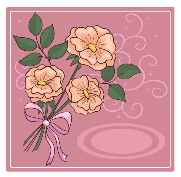 greeting card with bouquet of roses - Vector, Image