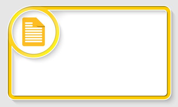 Yellow text frame and white circle box with document icon - Vector, Imagen