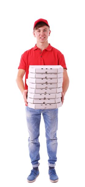 Delivery boy with pizza boxes - Фото, зображення