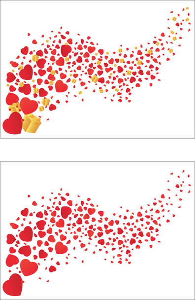 Flying hearts and gifts. Vector - Vector, Image