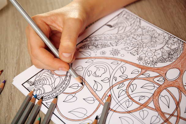 Adult antistress colouring book   - Foto, afbeelding
