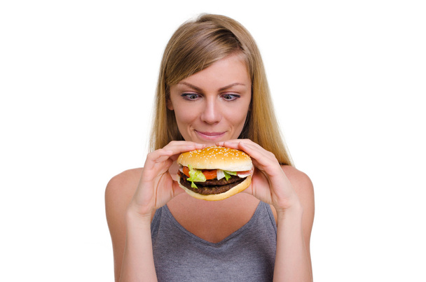girl with a Burger - Φωτογραφία, εικόνα