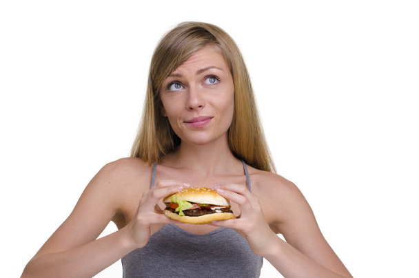 girl with a Burger - Φωτογραφία, εικόνα