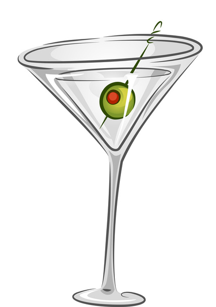 Martini Drink with Olive Garnish - Foto, afbeelding