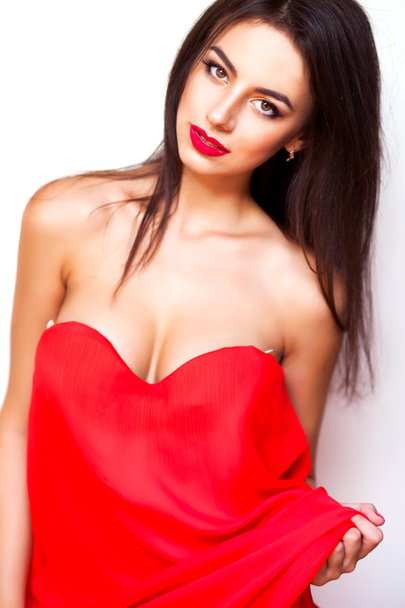 Luxury woman in red dress - Zdjęcie, obraz