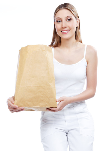 Woman Holding Shopping Paper Bag - Фото, изображение