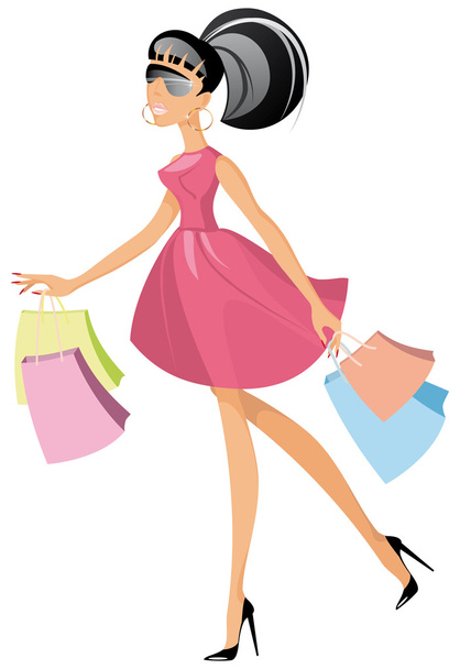 Lady shopping - Vektor, kép